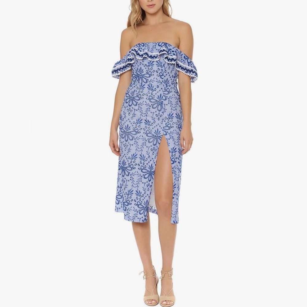 Red Carter Blue and White Off-Shoulder Sundress